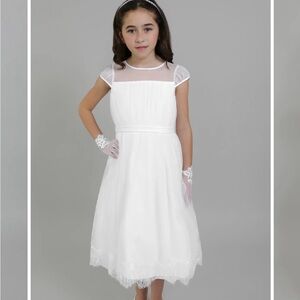 Blush by Us Angels Kids' Cap Sleeve Tea Length Dress- VIOLA size 8 white